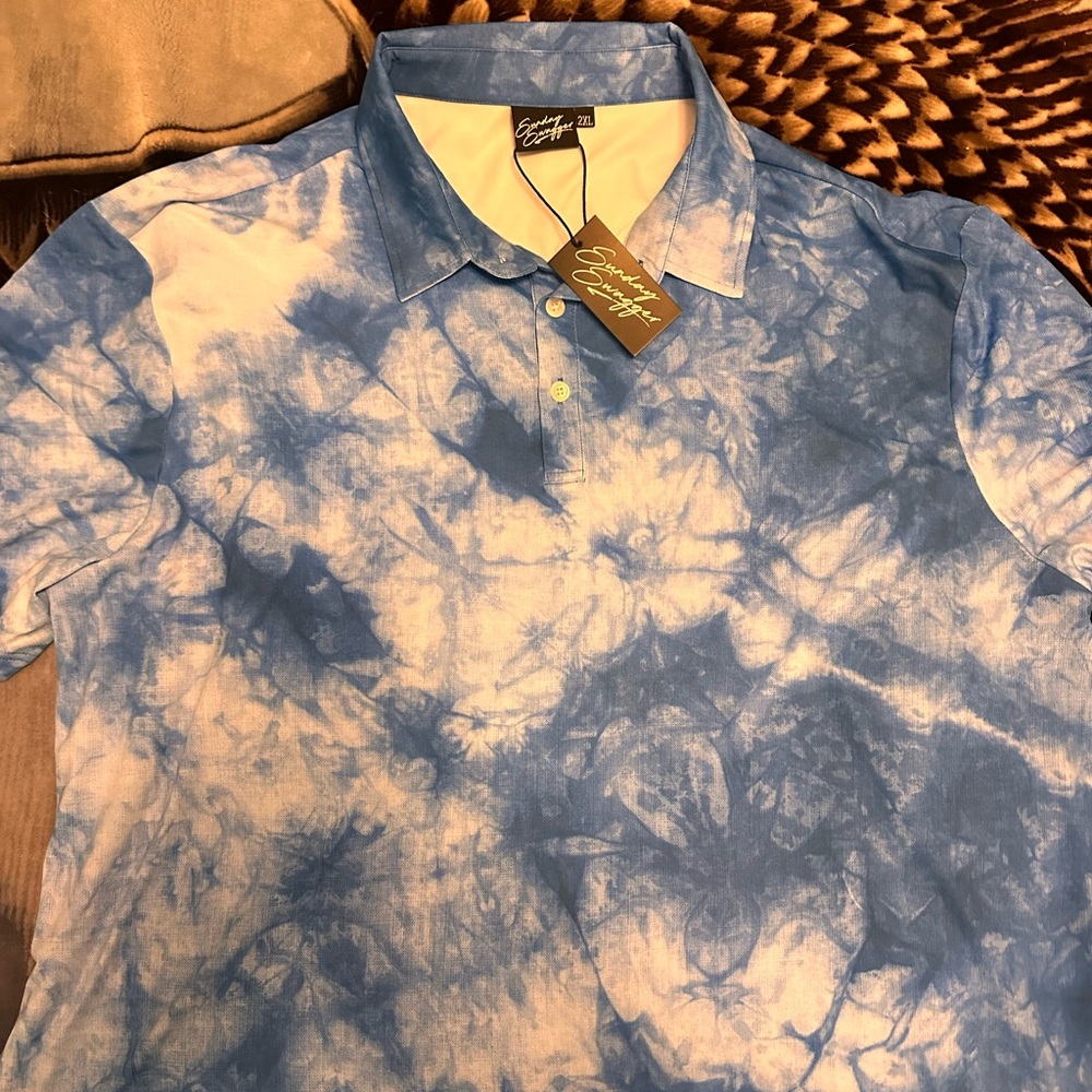 Eighty Eight Men's Blue Tie-Dye Casual Shirt